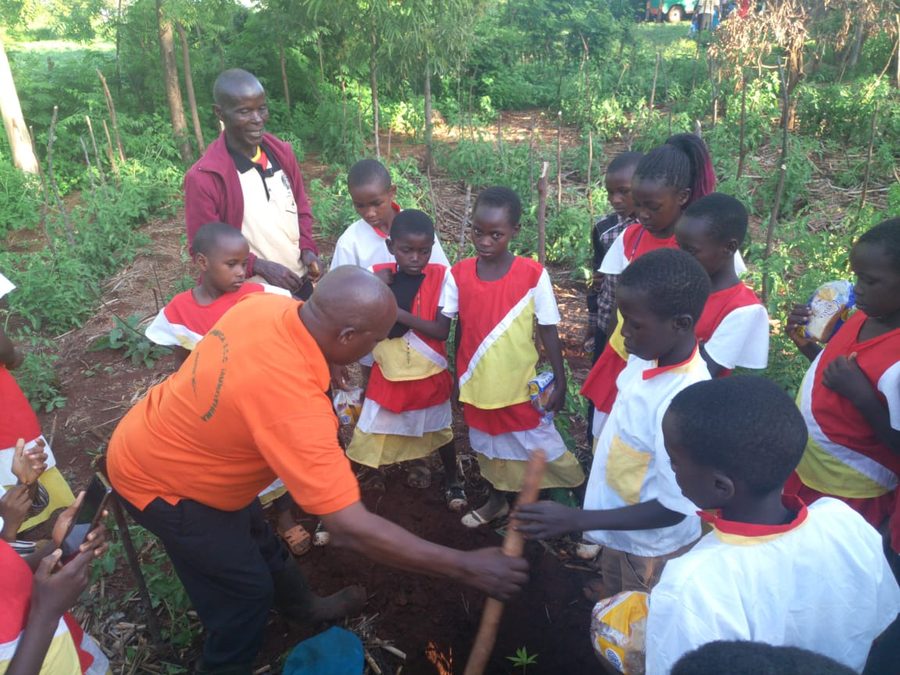 Students taking part in an agricultural demonstration farming session